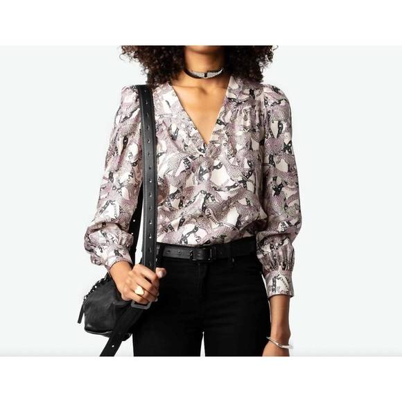 NEW ZADIG & VOLTAIRE telia twill wild chaines top in ecru - Picture 1 of 6